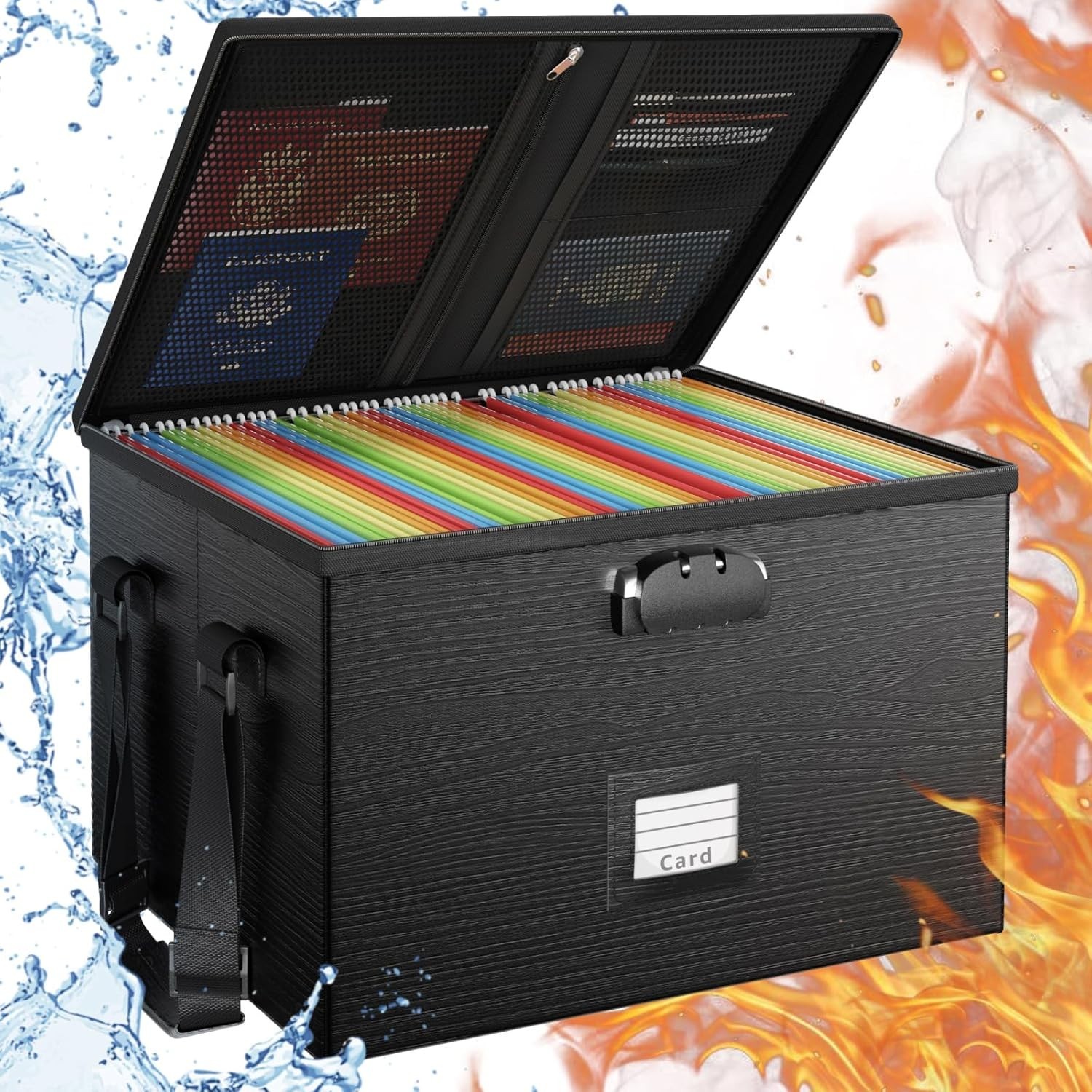 Fireproof Document Box with Lock Waterproof File Storage for Letter Legal Folder