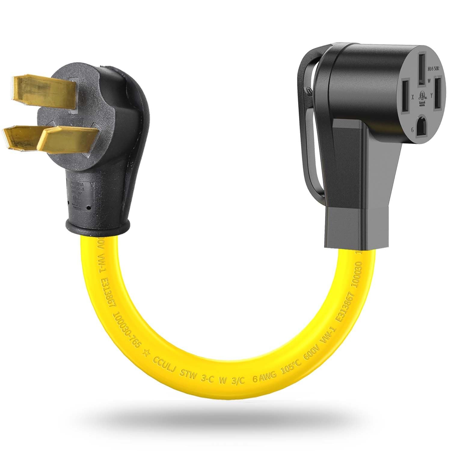 NEMA 10-50P to 14-50R EV Adapter, 220V 50 Amp 4 Prong to 3 Prong Stove Plug A...