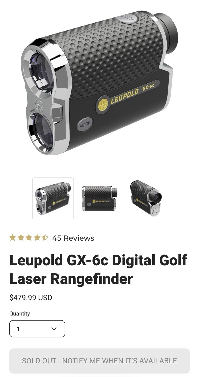 Leupold GX-5C Golf Rangefinder Black Mode Button Plastic for Golf