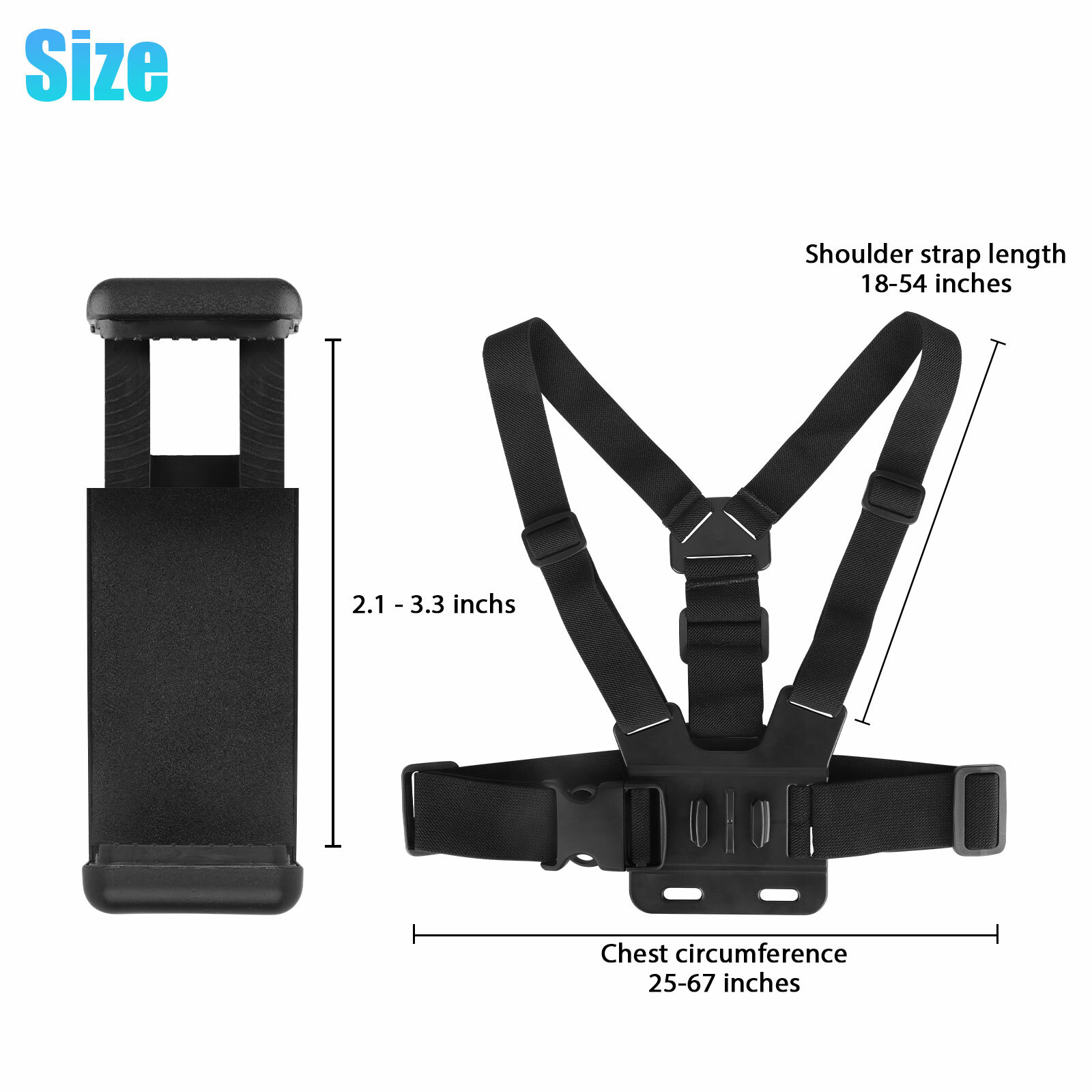 Chest Harness Body Strap Mount Accessories Adjustable for iPhone GoPro Android