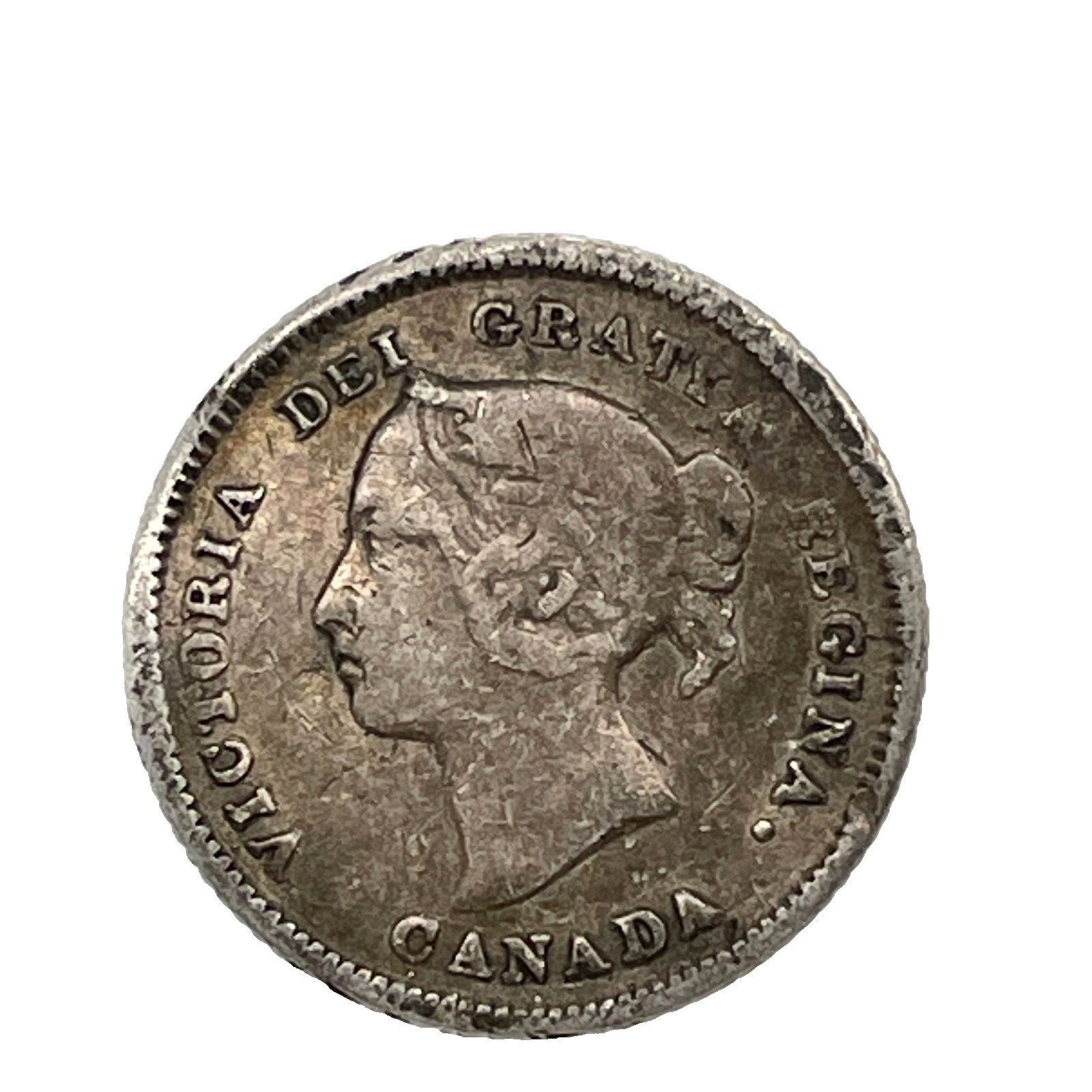 1882 H Canada  5 Cents Victoria .925 Silver Coin KM #2