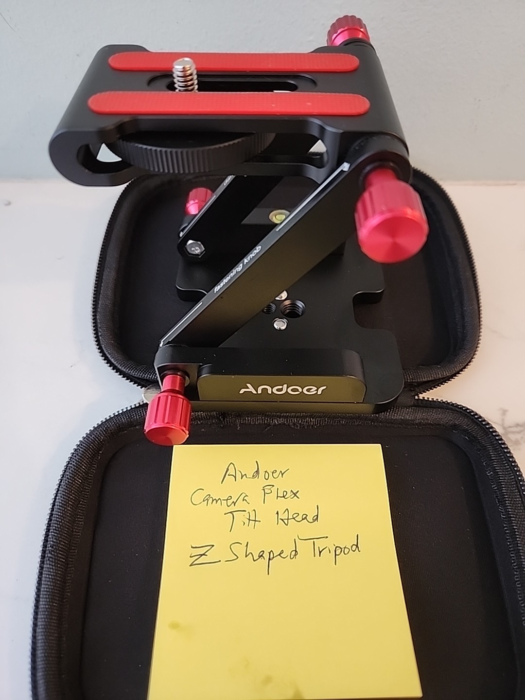 Andoer Flex Pan/Tilt Head Z Tripod Adjustable w/Bubble Level Camera Mount Case