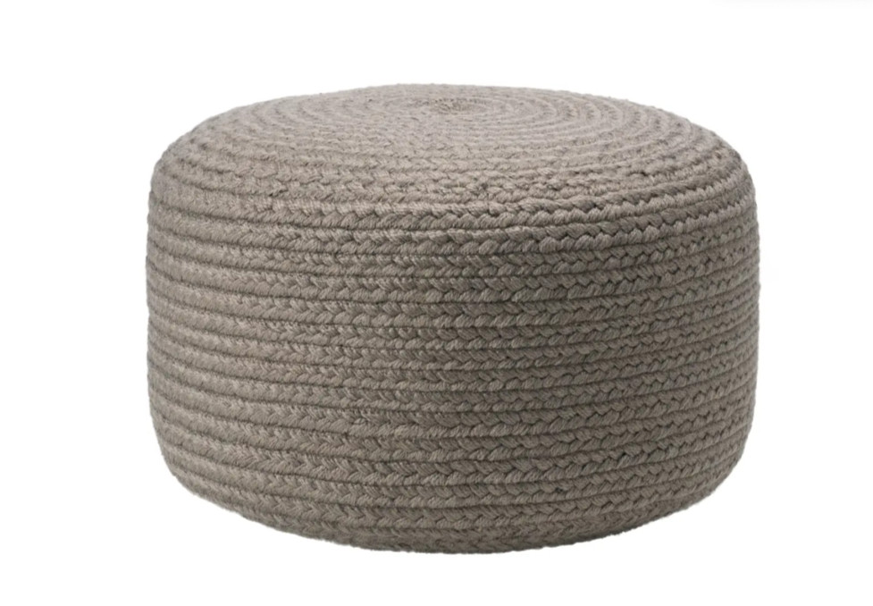 Jaipur Living Saba Solar Santa Rosa Pouf Ottoman Taupe Gray Indoor Outdoor SAS13
