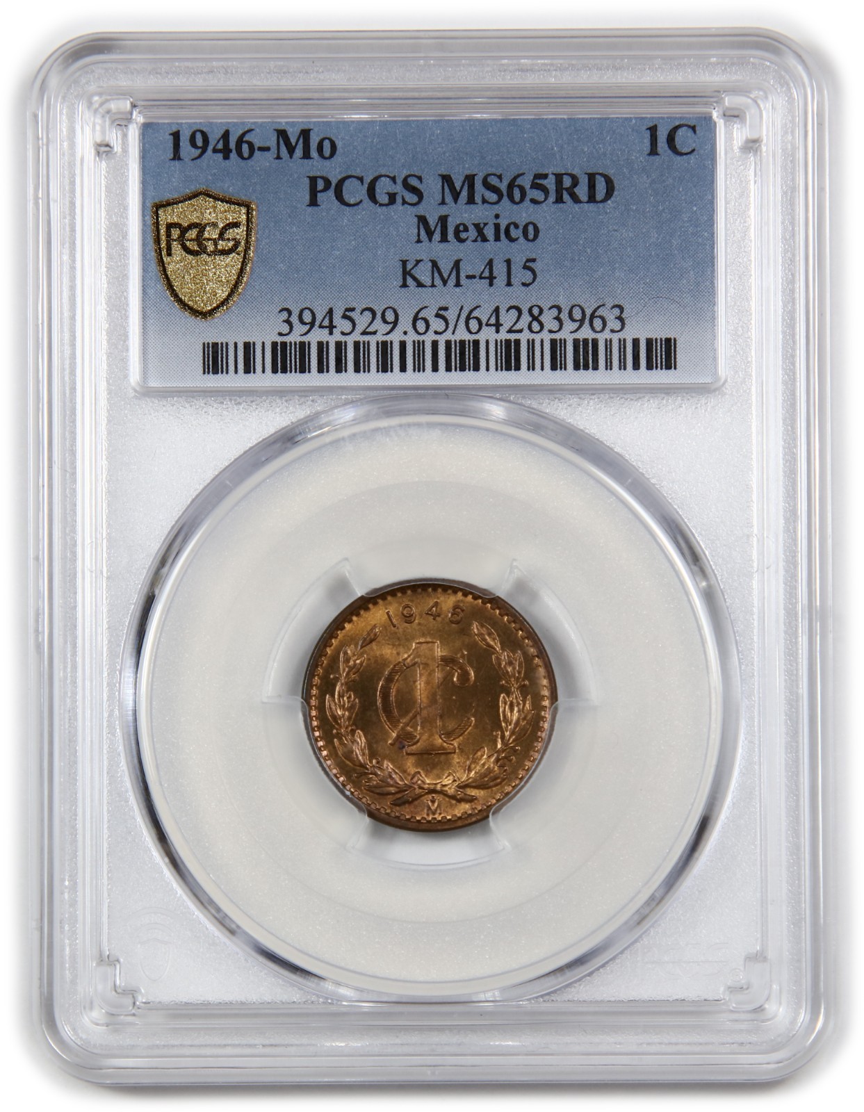 1946 Mo PCGS MS65 RD Red - Mexico 1 One Centavo 1c Coin #62518A