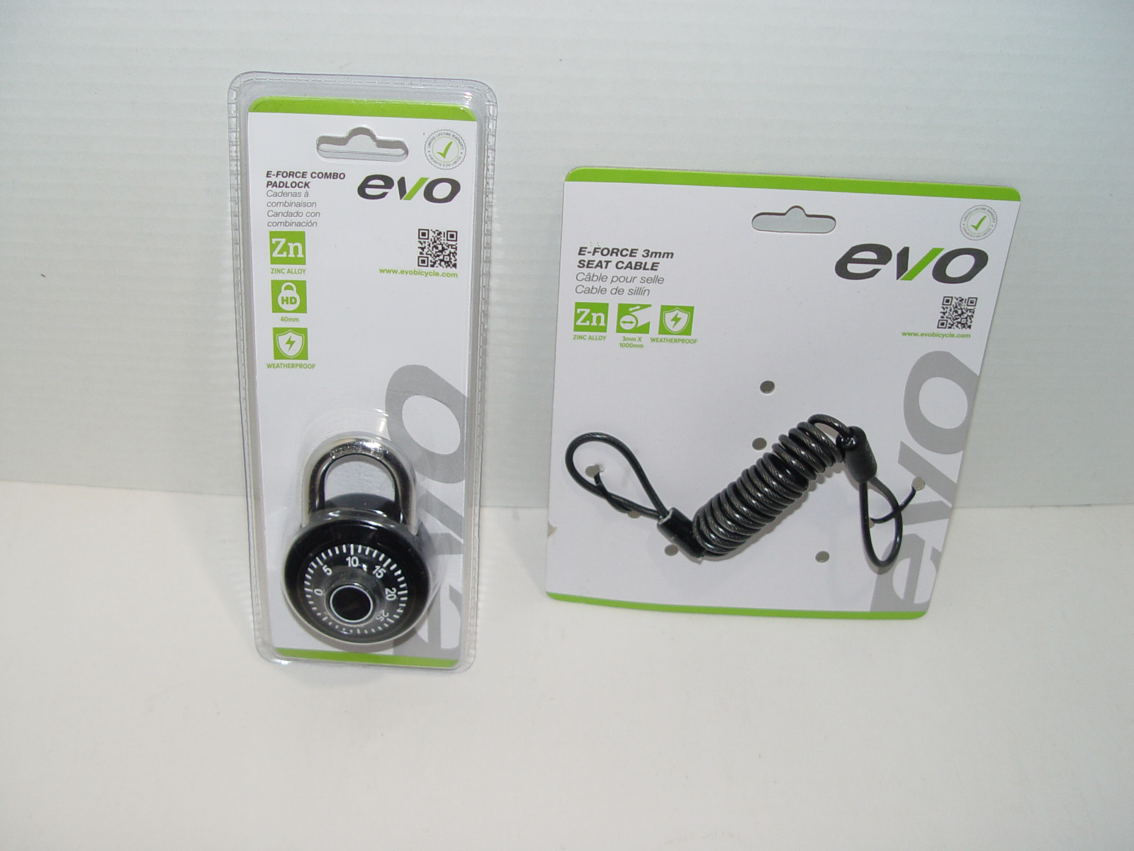 NEW EVO E-FORCE COMBO LOCK-WEATHERPROOF Padlock HEAVY DUTY & Seat Cable 3mm