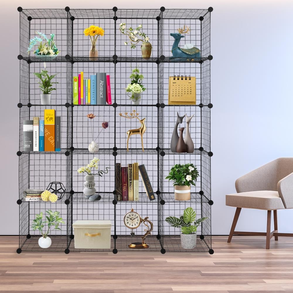 20 Cubes Metal Grids Wire Cube Storage Organizer Closet Cabinet (47 x 14 x 70)"