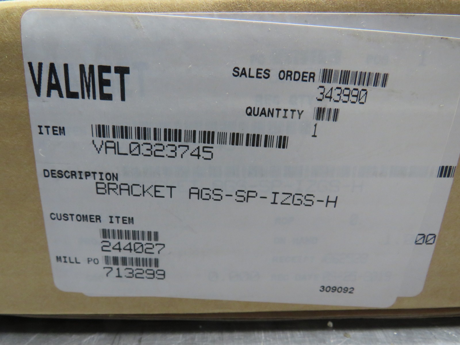 Dametric AB AGS-SP-IZGS-H Bracket Valmet VAL0323745