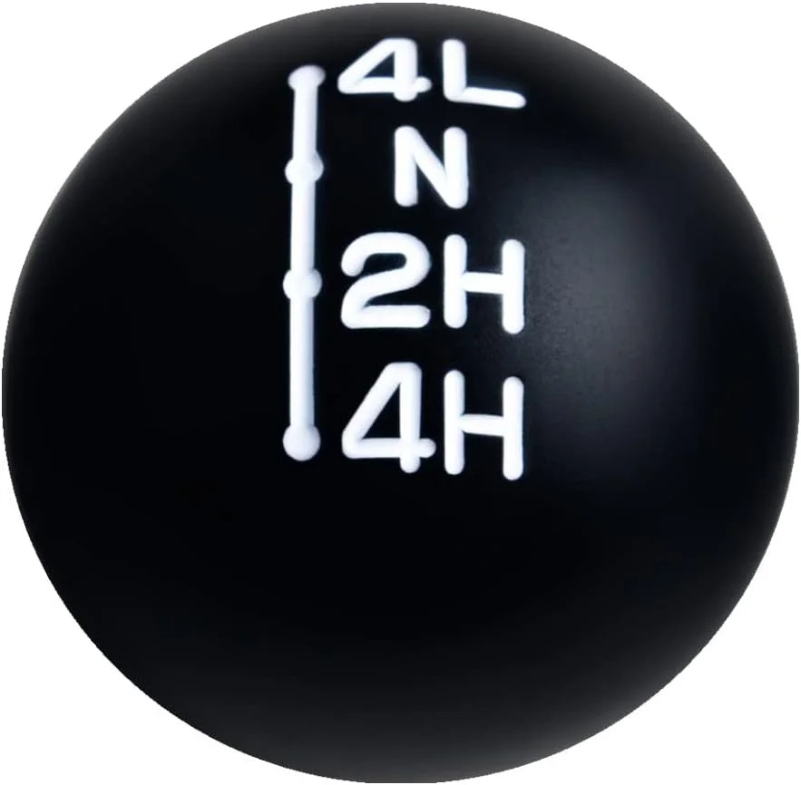 Transfer Case Shift Knob Aluminum NP205 7/16-20 Black w/Engraved Inlay White