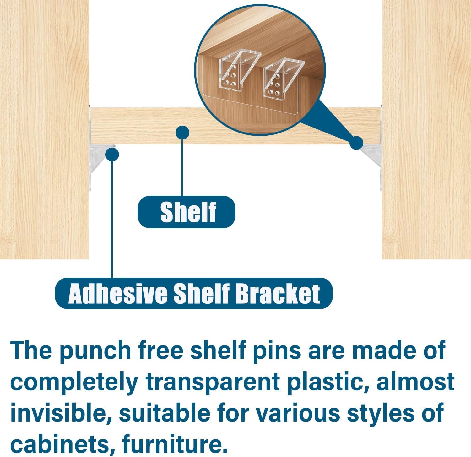 12-Pack Heavy-Duty Adhesive Shelf Brackets Large Double Row No-Drill Wall