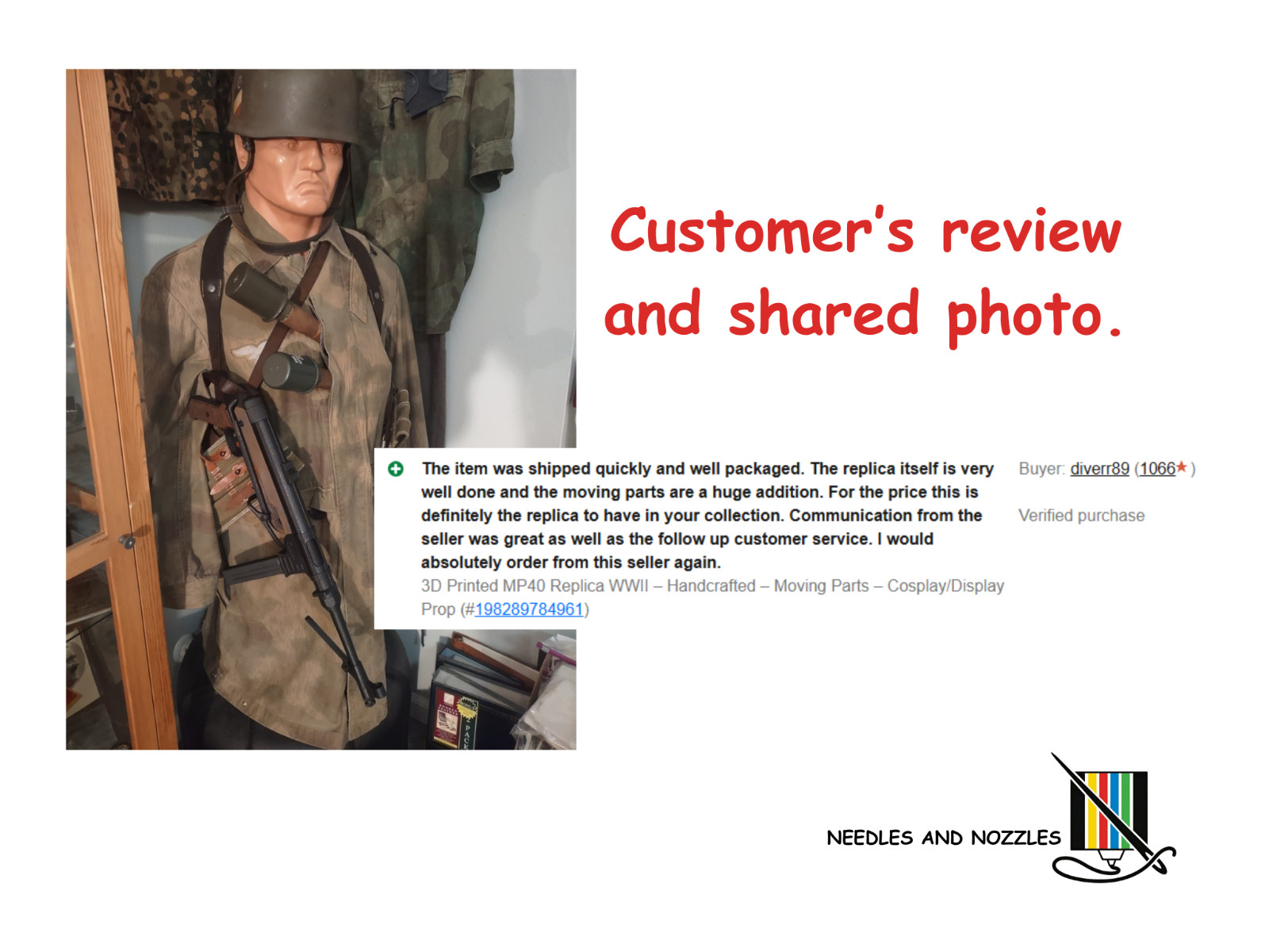3D Printed MP40 Replica WWII – Handcrafted – Moving Parts – Non-functional