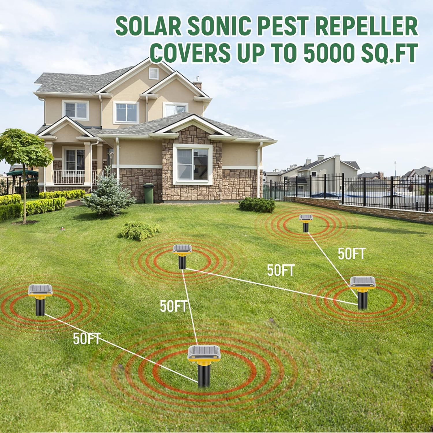 Solar-Powered Ultrasonic Mole and Gopher Repellent - 6 Pack