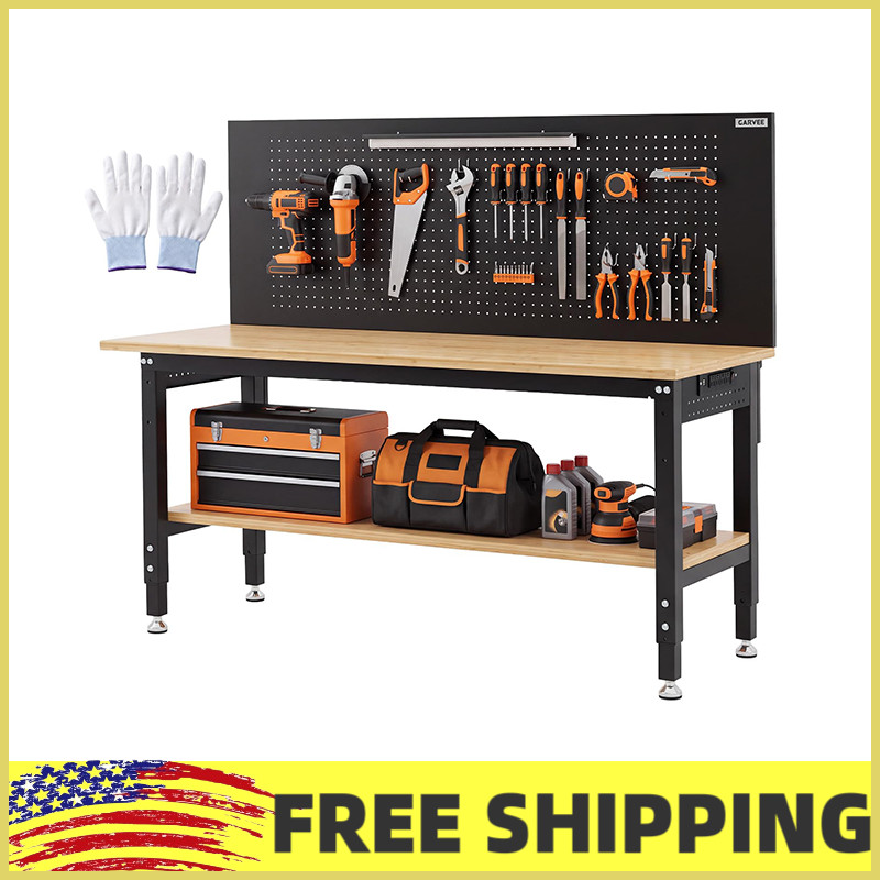 60" Adjustable Height Workbench ,2000LBS Load Heavy-Duty Work Bench Table Garage