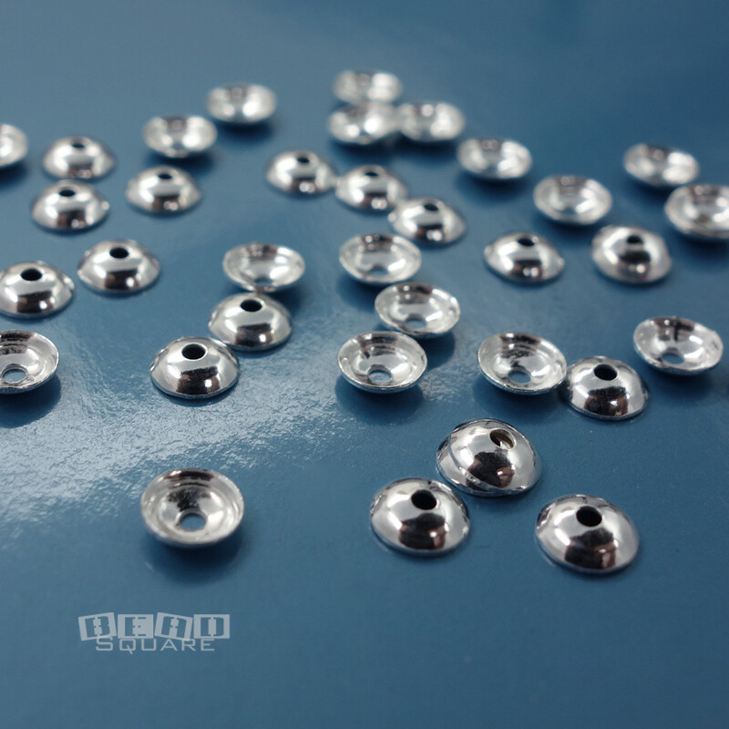 Solid Sterling Silver Smooth Plain Round Bead Caps [Options: 3 4 5 6 mm]