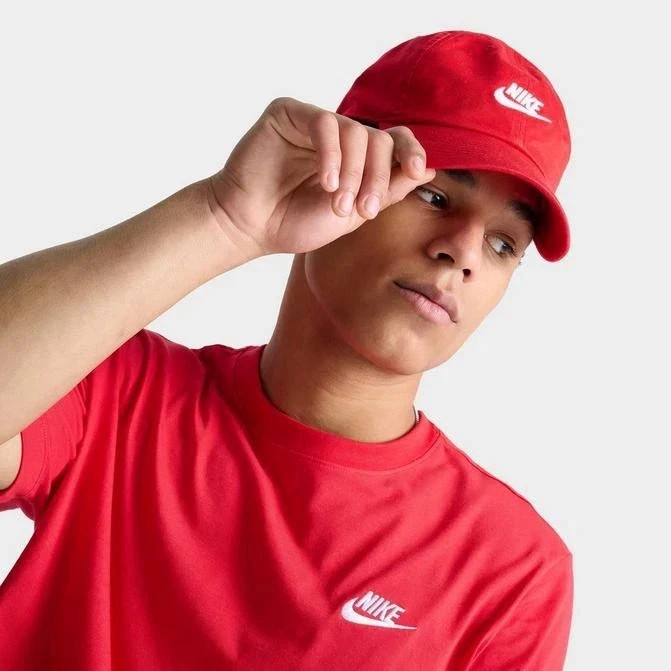 Nike Club Unstructured Futura Wash Cap Hat Adjustable Cotton Red Adult New