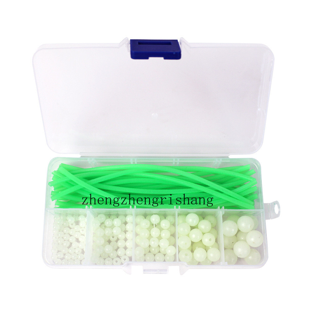 170pcs/set Luminous Fishing Beads Soft Rubber Glow Rig Tube Sleeve Accessories