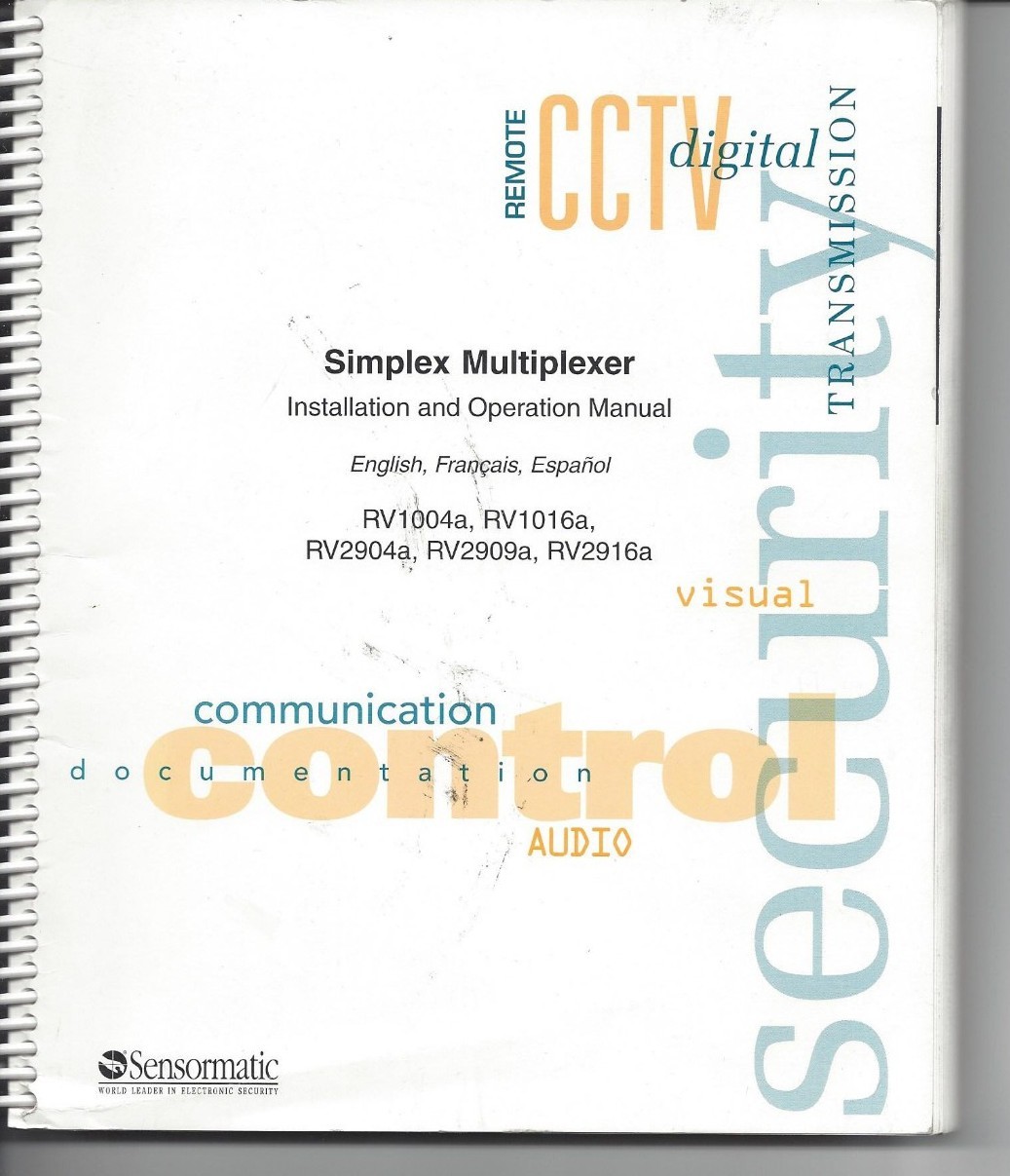 Manual Simplex Multiplexer Installationa Operation Manual Hardcopy Spiral bound