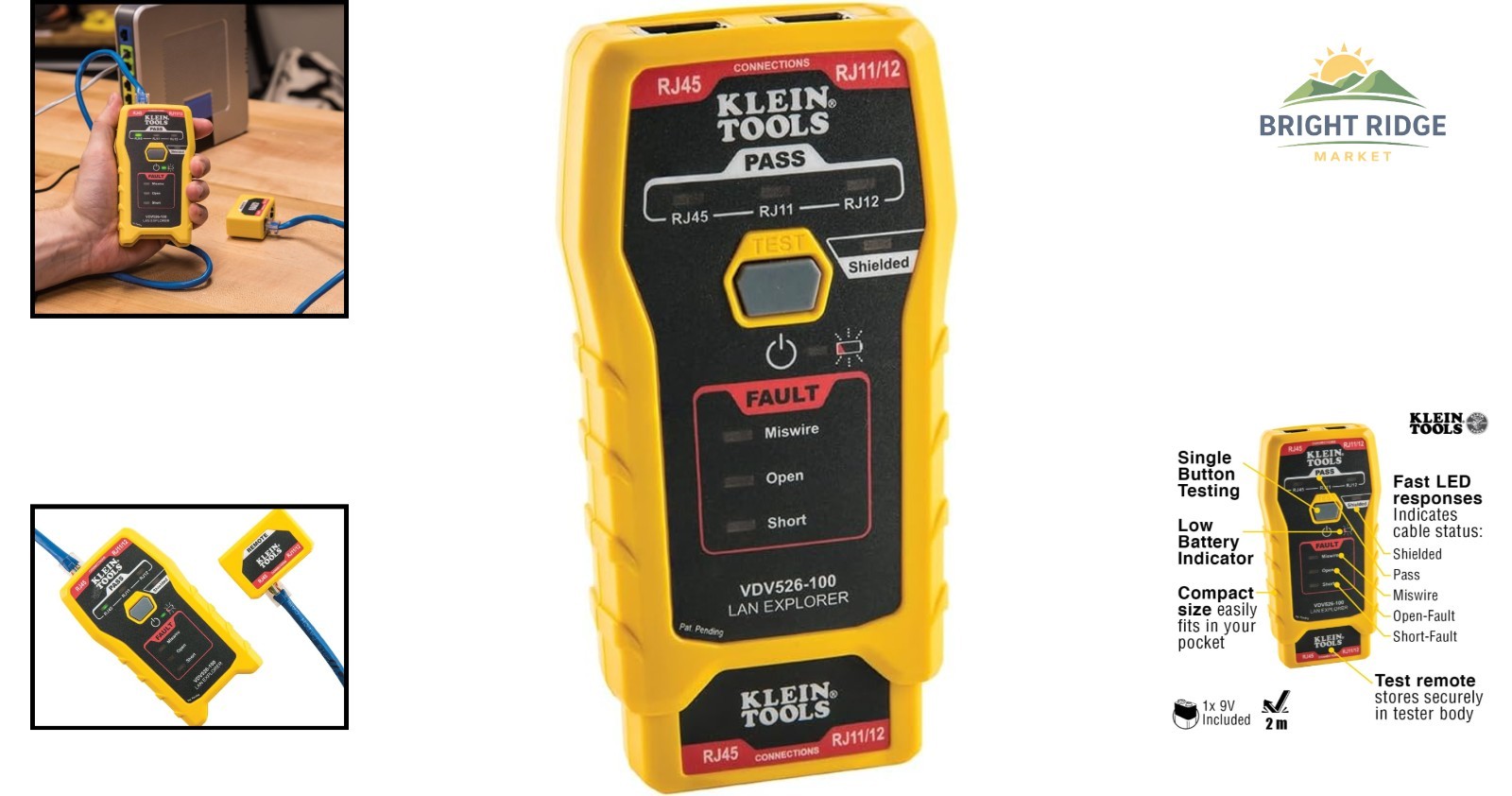 Efficient 100 Network Cable Tester with Single Button Operation and Remote