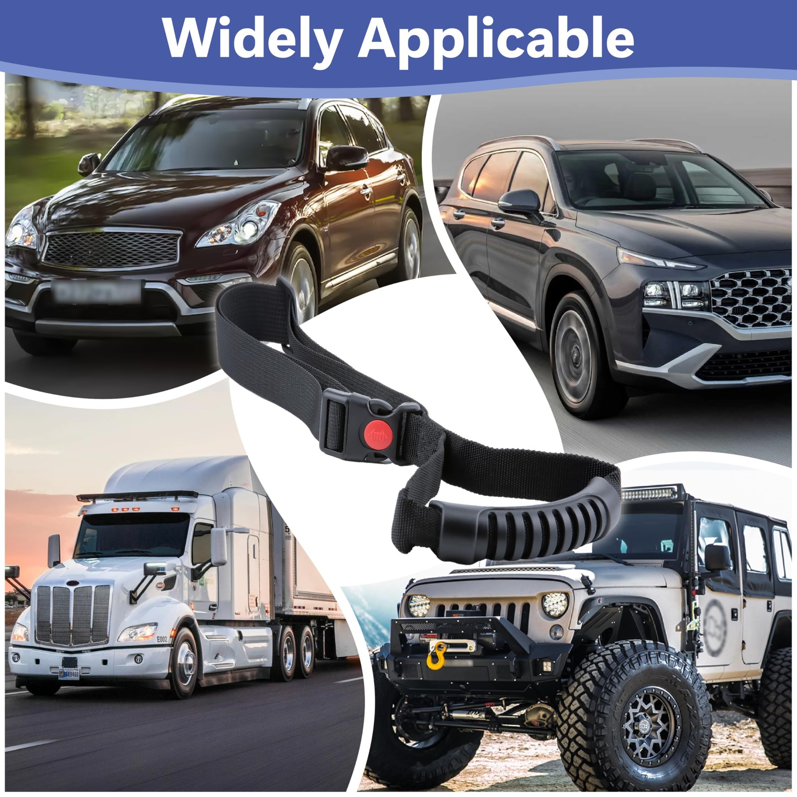 2 Pcs Car Adjustable Grab Handles Black Interior Assist Handle Accessories