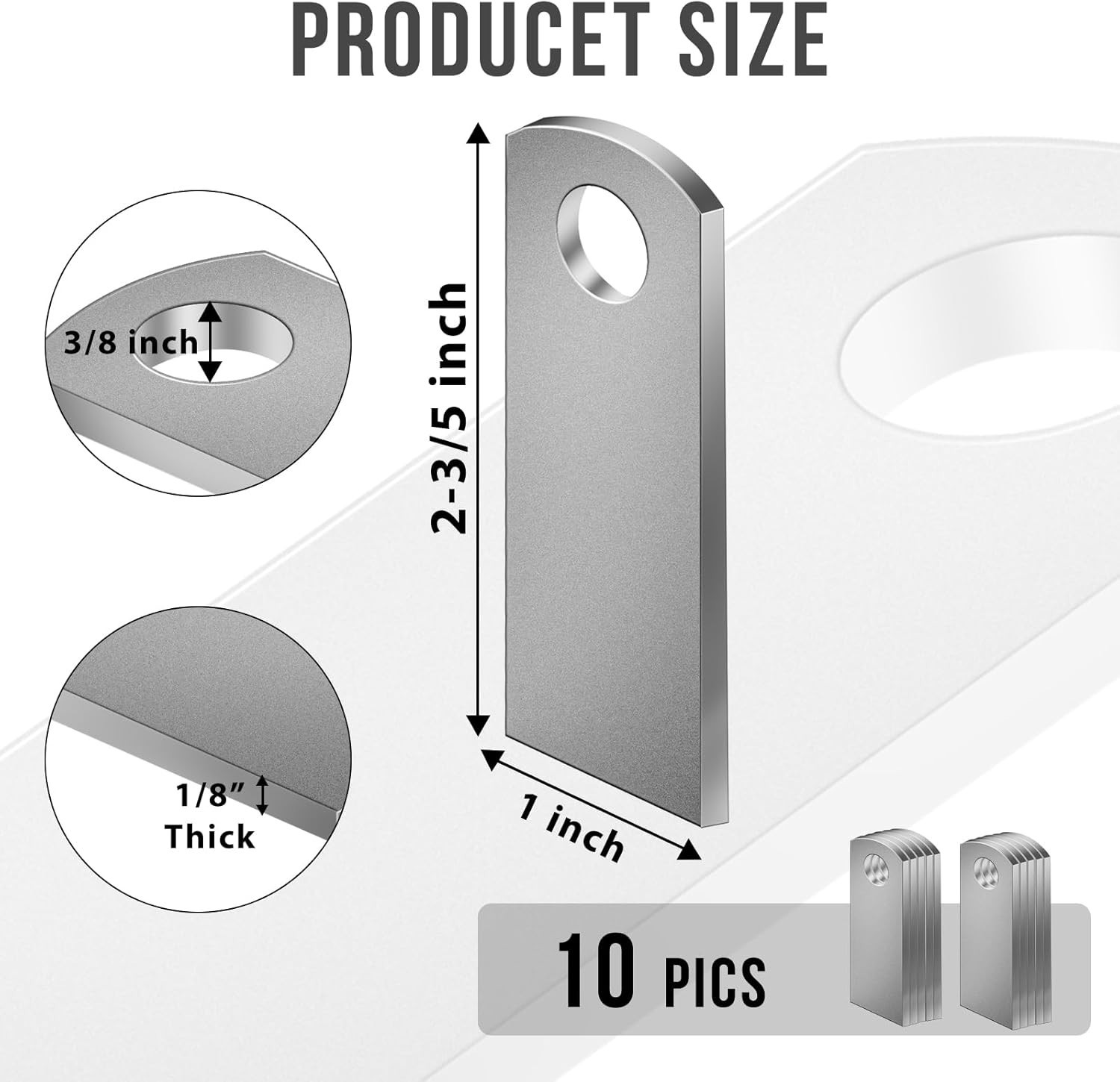 Versatile Steel Weld Tabs - 10-Piece Set with Flat Bottom Design, 2.6" High