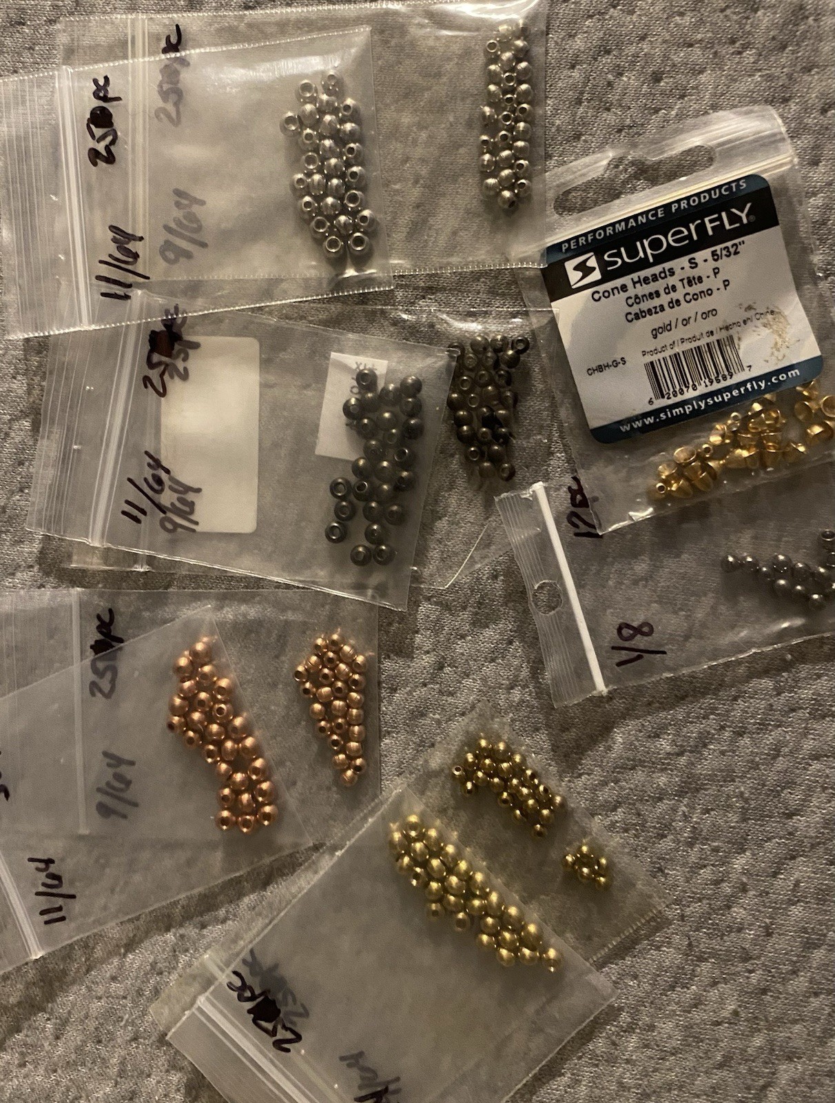 275pc Tungsten/Brass Bead & Conehead Assortment