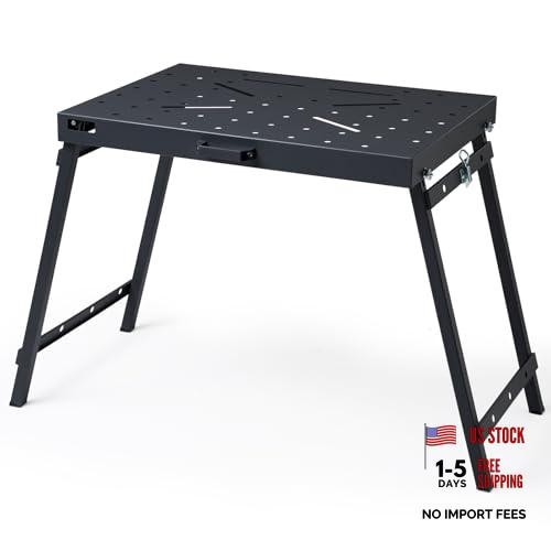OLBRUS Welding Table Foldable Work Bench, Black | 1000LBS Capacity Heavy-Duty