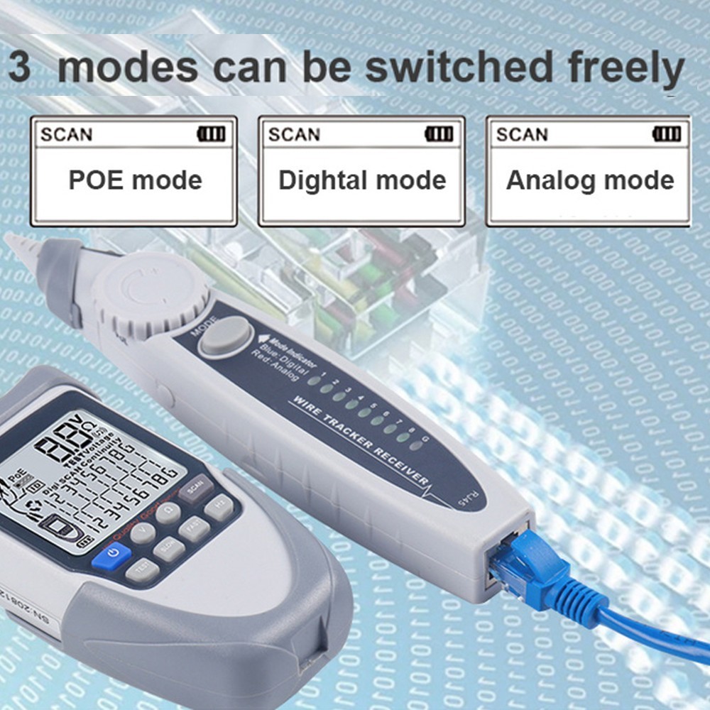 Digital LCD Cable Tester Wire Tracker Continuity Voltage Polarity Check POE Test