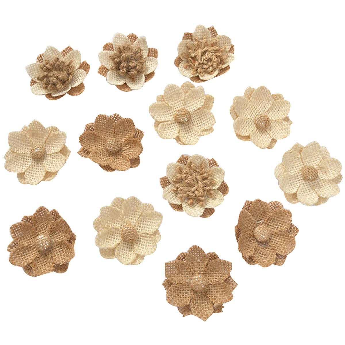 40 Pcs Burlap Flowers Handmade Rustic Flower for Home DIY Bouquets Craft Wedd...