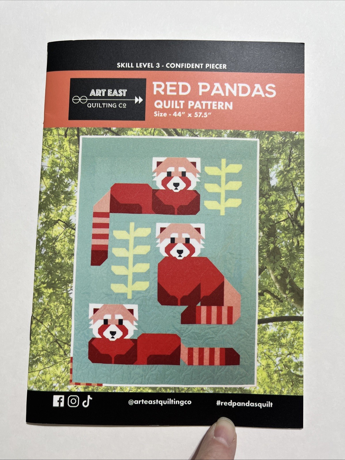 Red Pandas Quilt Pattern by Art East Quilting Co For 44” X 57.7”