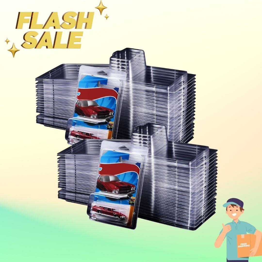 48 Pcs Clear Plastic Protector Cases for Hot Wheels Model Car Blister Packs