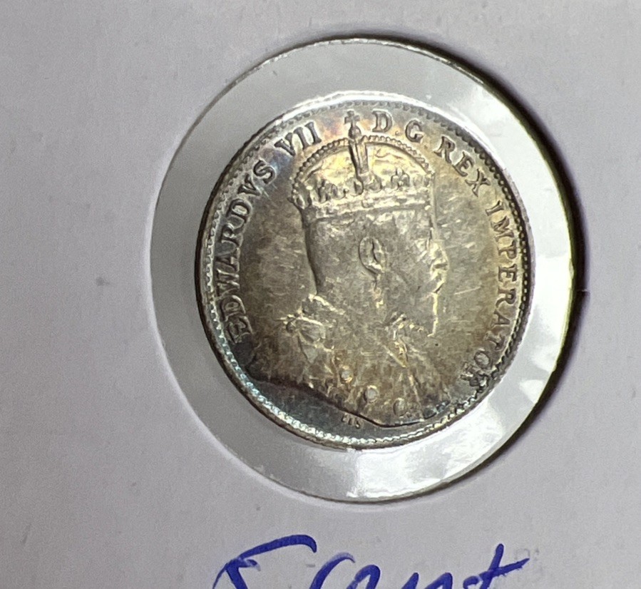1902 Canada 5 Cents .925 sterling Silver Coin