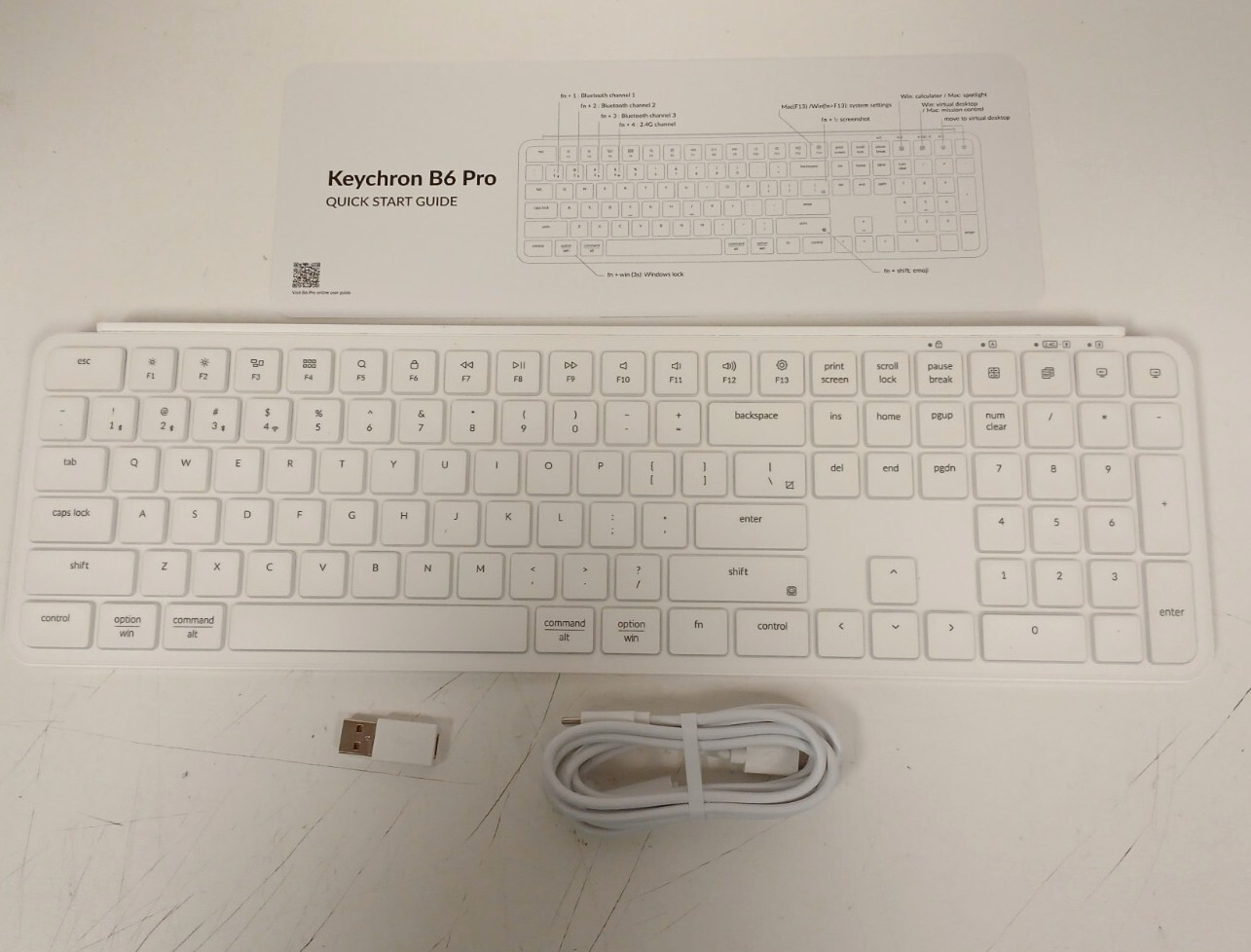 Keychron B6 Pro An Ultra-Slim 2.4G Wireless Keyboard, White