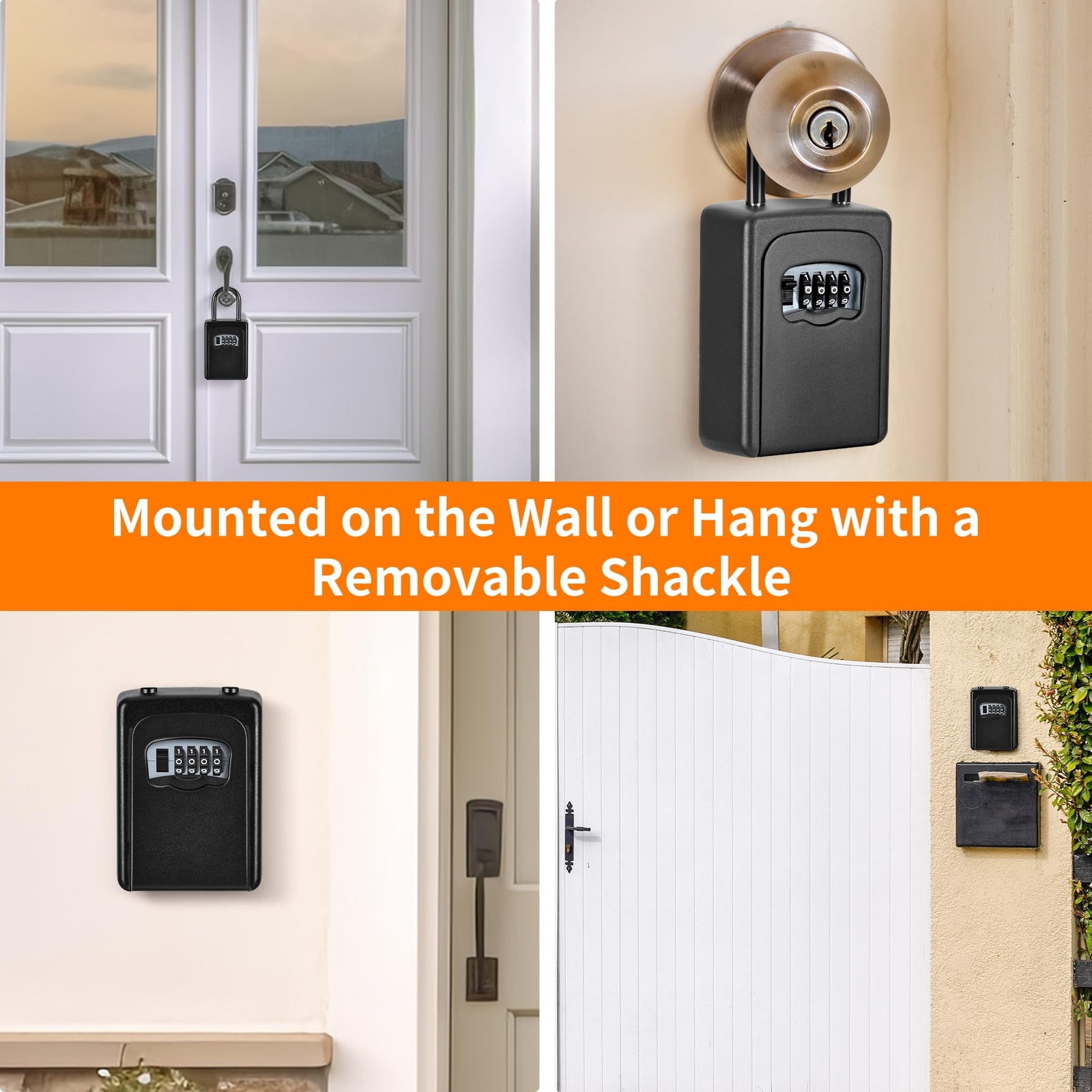 Portable Key Lock Box Wall Mounted 5-Key Capacity Resettable Code
