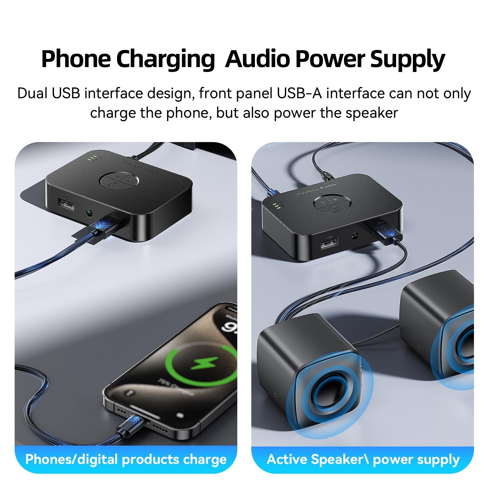 Bluetooth 5.4 Receiver with USB/AUX/RCA Outputs, HiFi Wireless Audio Receiver...