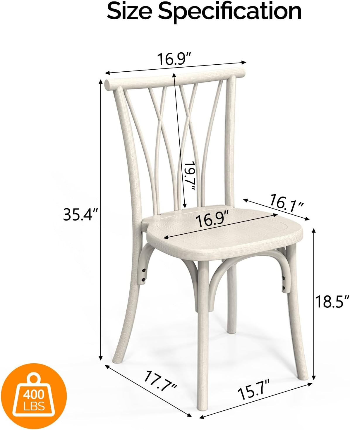 VINGLI Plastic Outdoor Dining Chairs Set of 8, Stackable Patio Dining Chairs wit