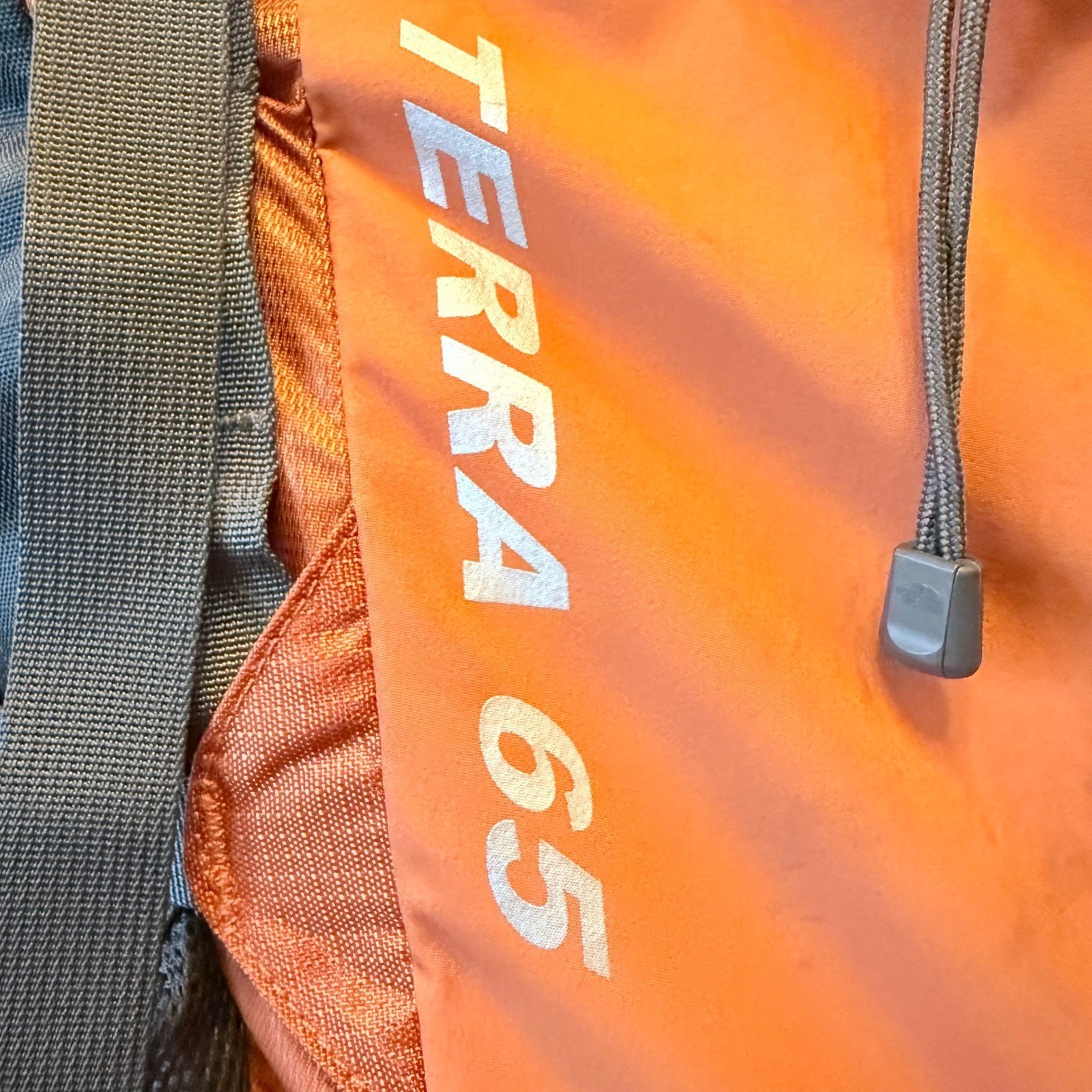 North Face Terra 65 65L Hiking Backpack Orange Gray Internal Frame Camping Pack