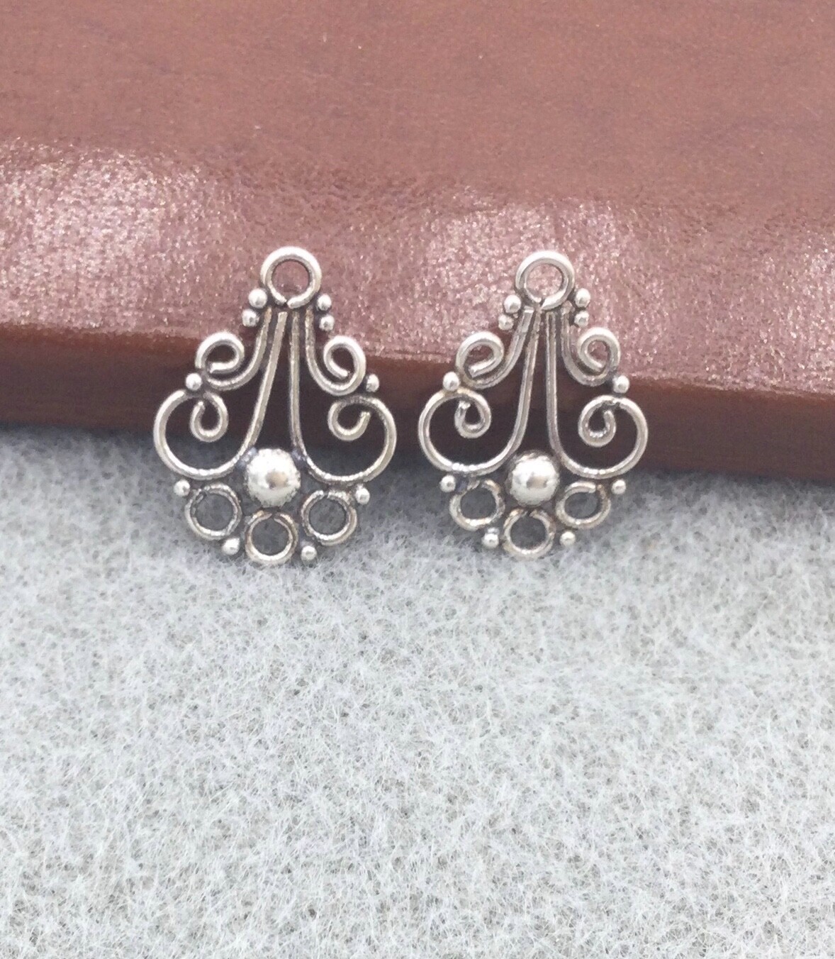 18x13mm Sterling Silver .925 - Bali Filigree Chandelier connector-Earrings