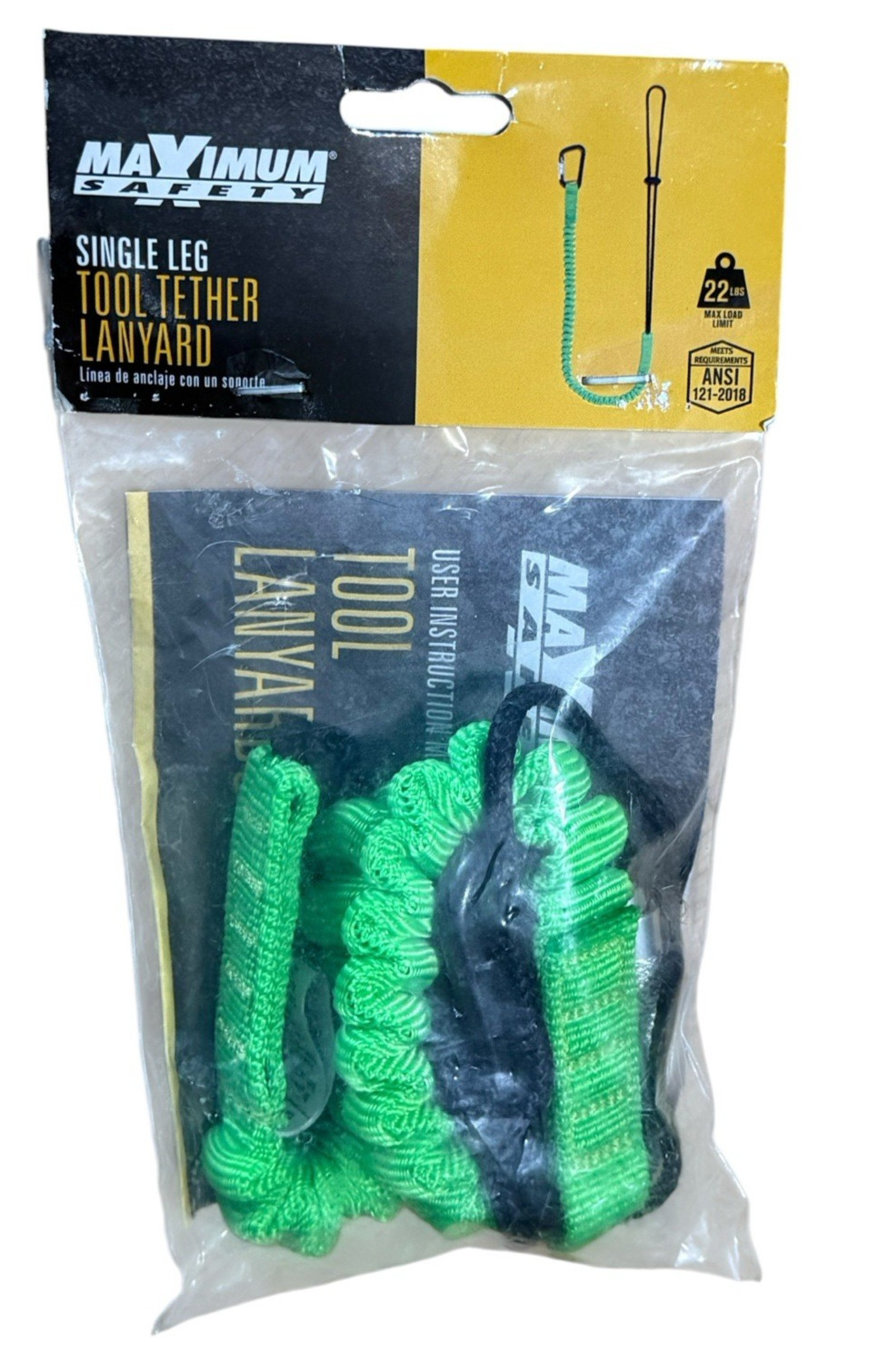 Single Leg Tool Tether Lanyard - High Visibility - Maximum Safety - Holds 22 Lbs