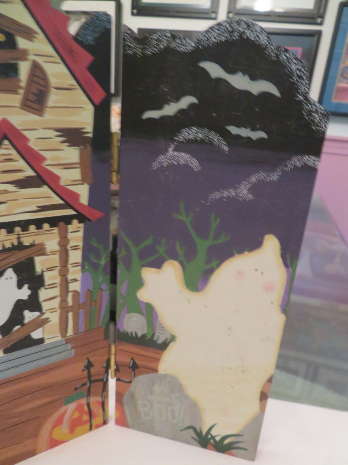 Halloween Backdrop 4 Panel 10" X 14" Wood Painted Standup