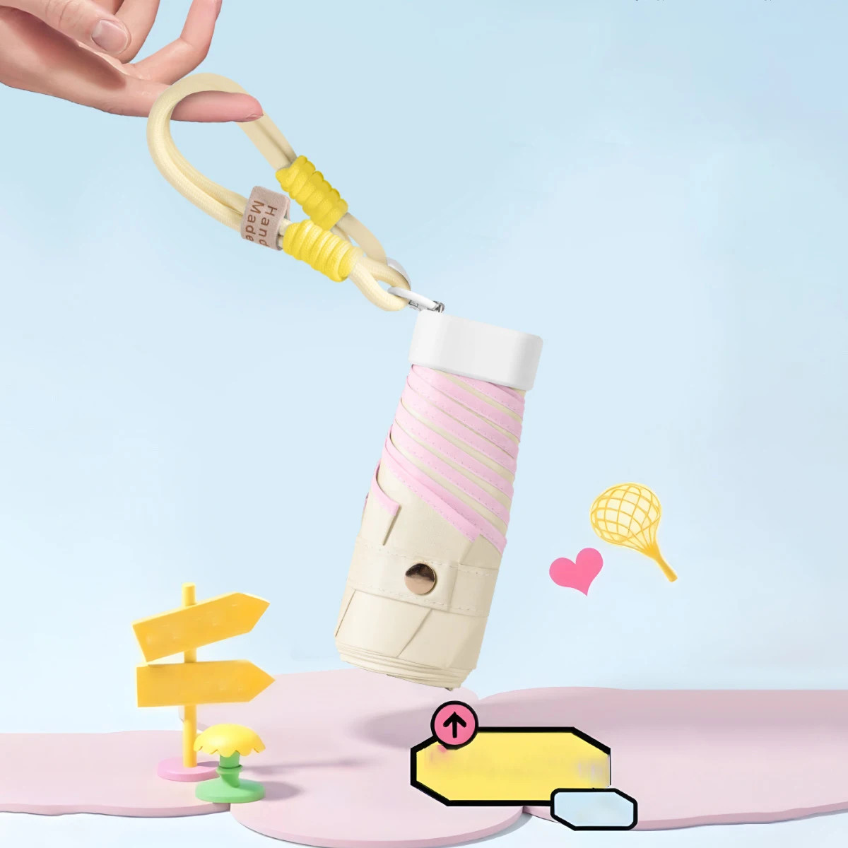Folding Umbrella Color Rope Bracelet Sunshade Umbrella Pocket