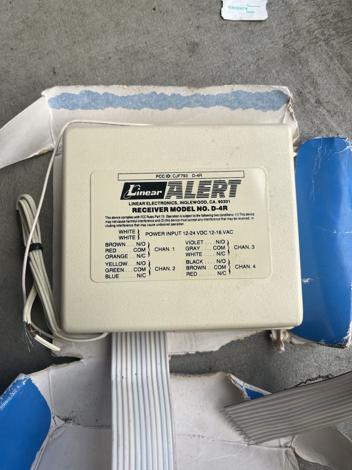 Linear Alert D-4R RECEIVER new old stock