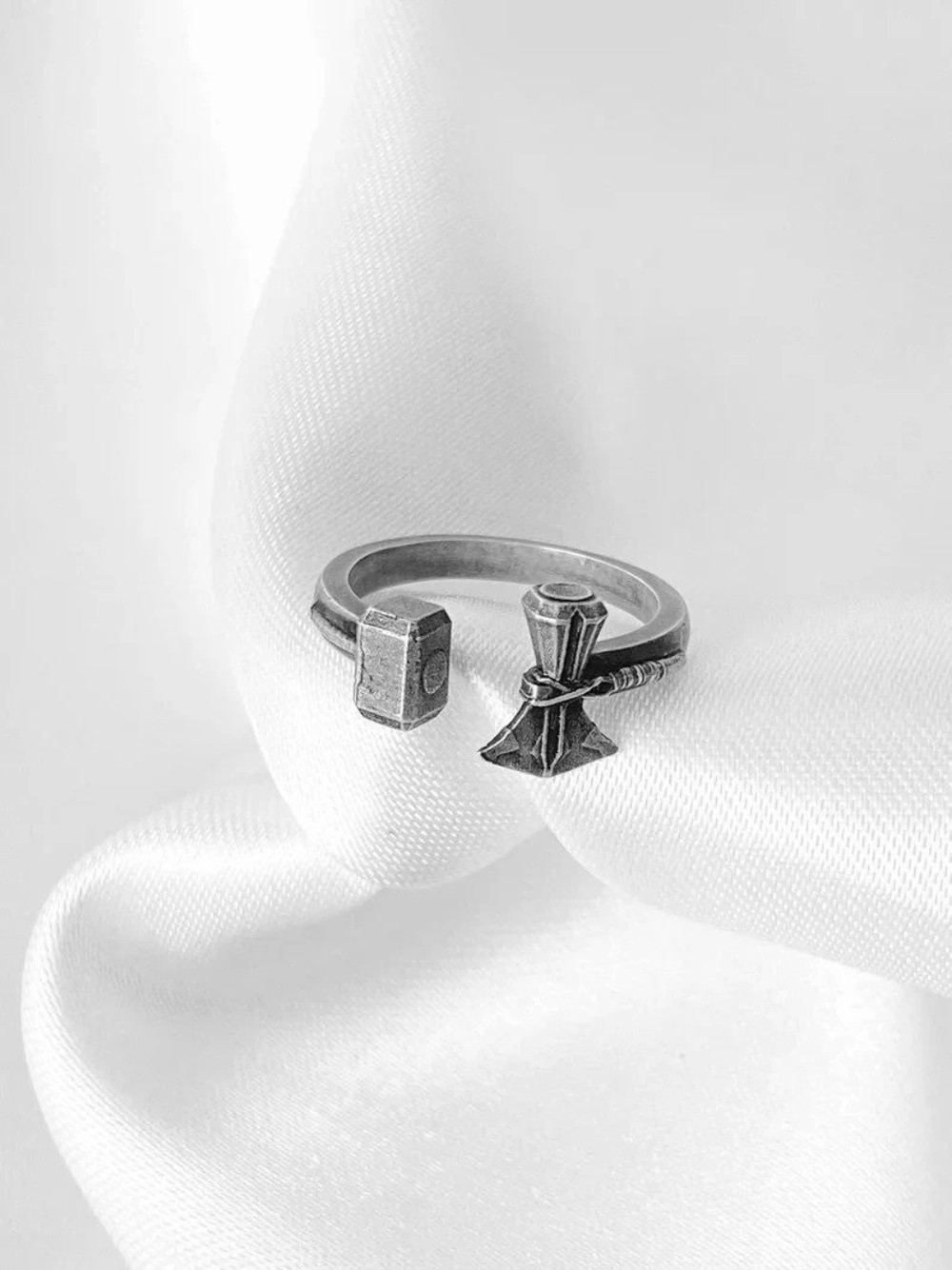 New Mjolnir Stormbreaker Hammer Ring Jane Mjolnir Thor Hammer Ring Geek Jewelry