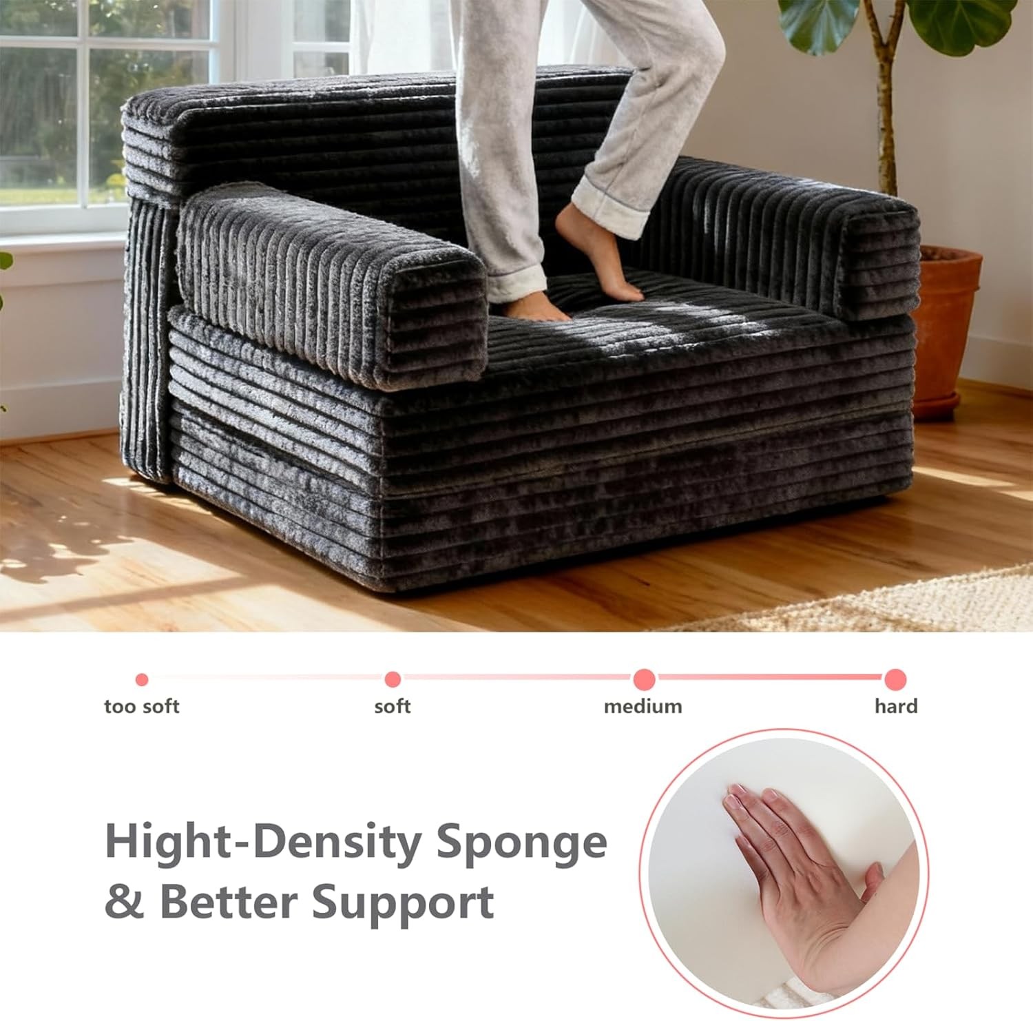 Folding Sofa Bed,Convertible Sofa Bed with Armrest Foldable Sleeper Chair,