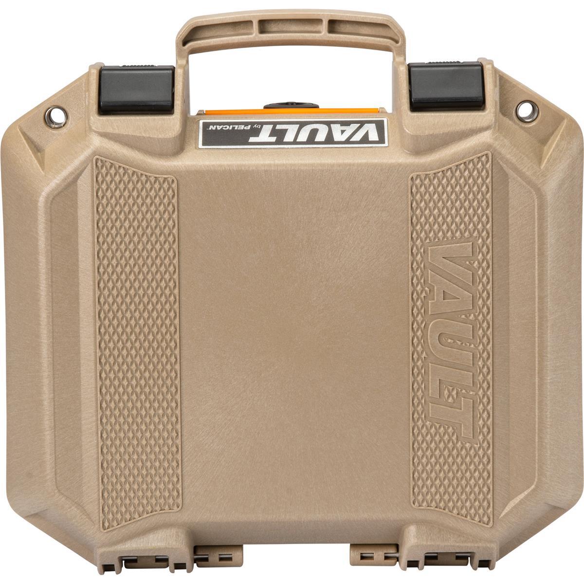 Pelican V100 Vault Small Firearm Case with Foam for One Handgun, Tan