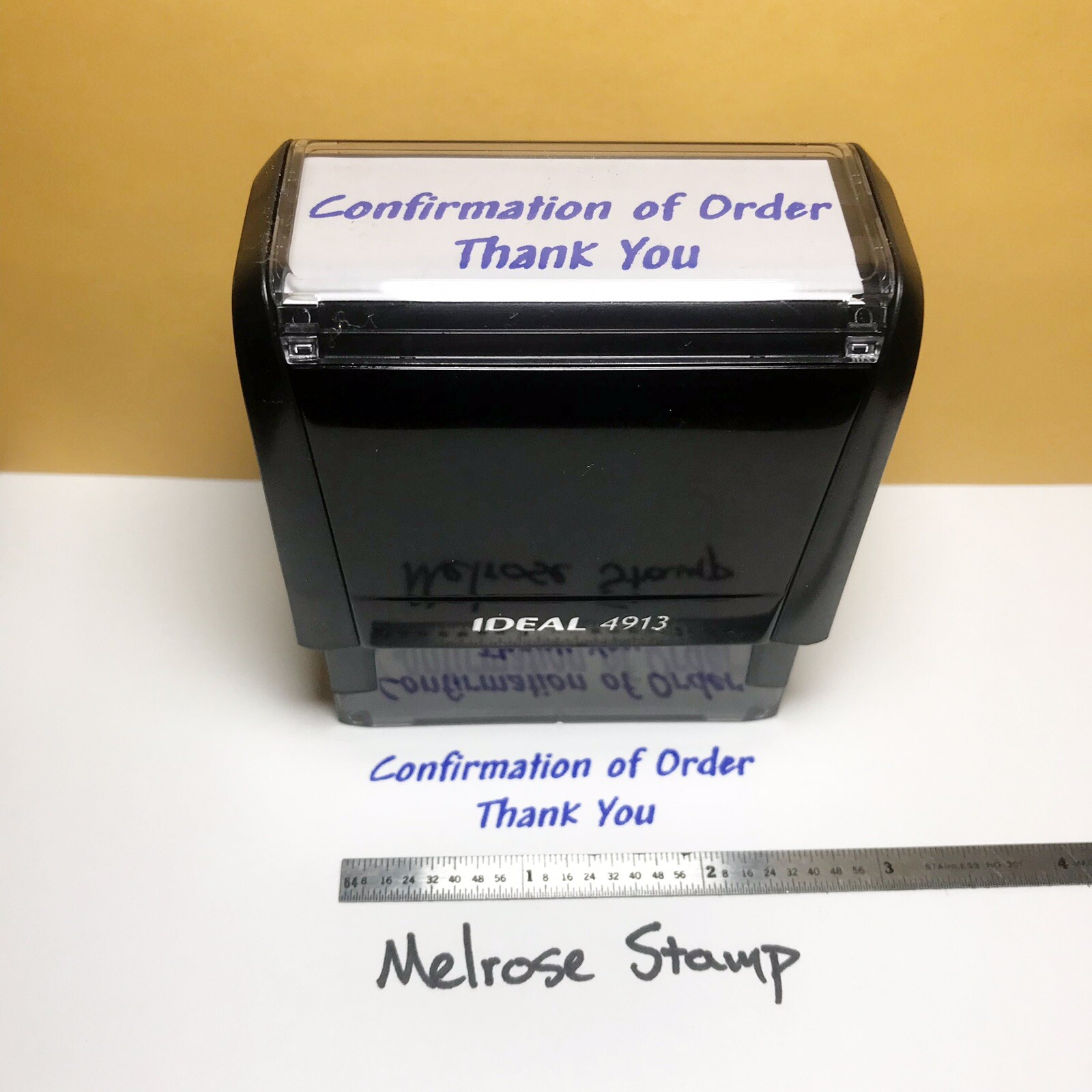 Confirmation Of Order Thank You Rubber Stamp Blue Ink Self Inking Ideal 4913