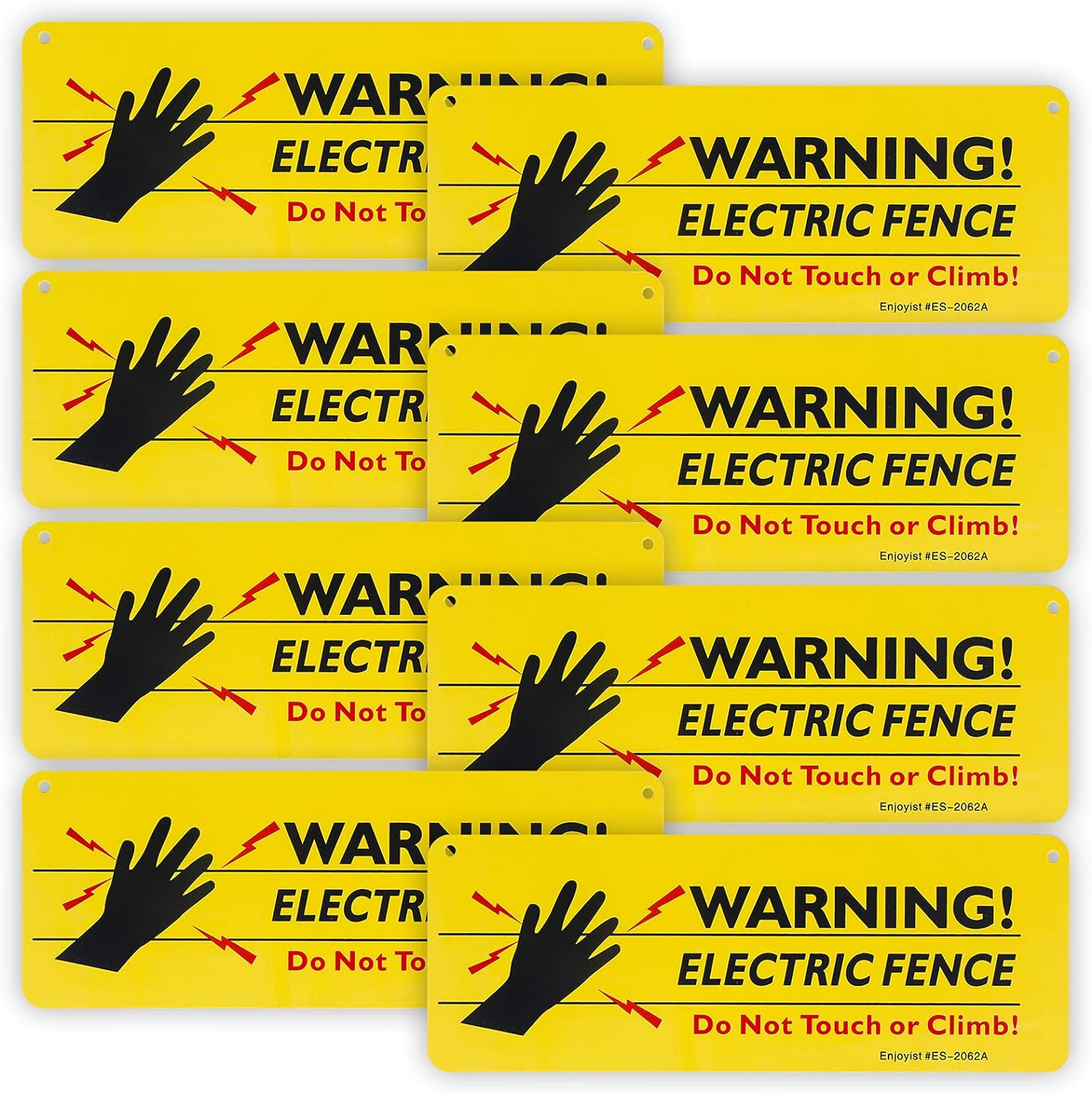8-Pack Warning Electric Fence Safe Sign, 10"X 3.5" Plastic Sign