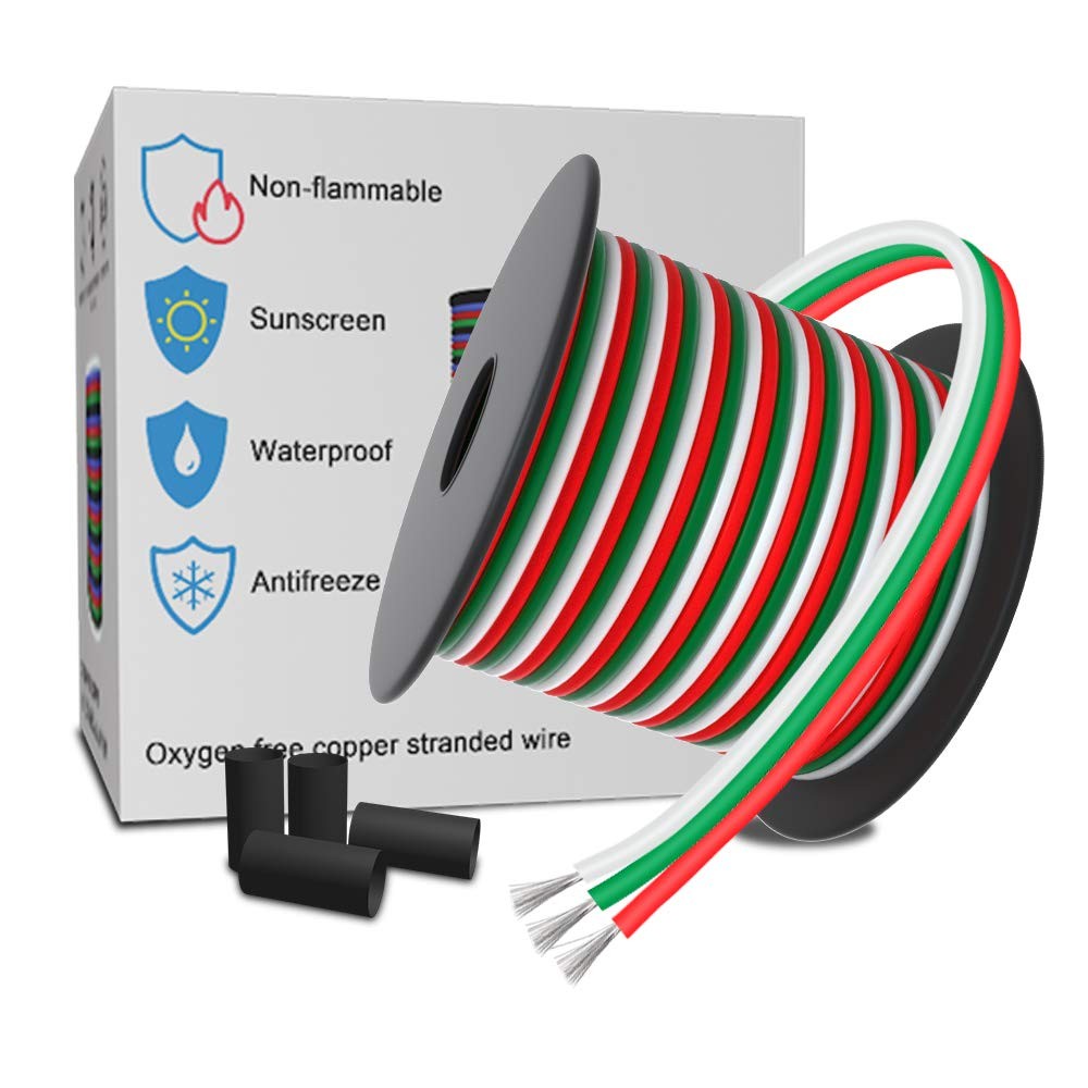 LEADTOPS 3 Pin Conductor Extension Wire 33ft 22 AWG 10m, white/green/red