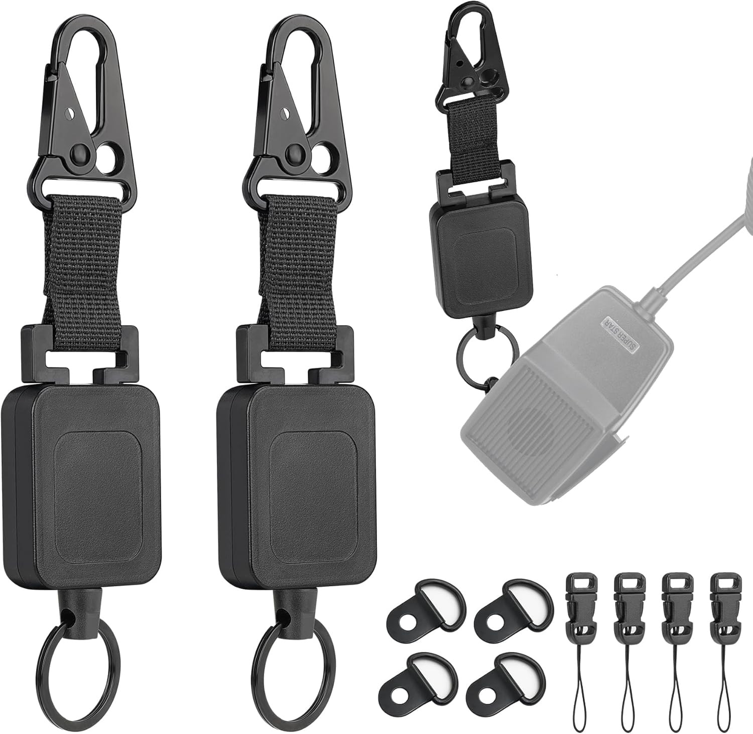 2Pack Retractable Steel Rope Mic Hanger Holder Microphone Car Mount Lanyard