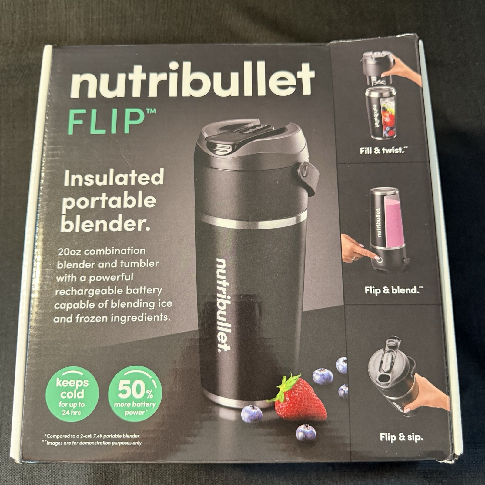 NutriBullet - Flip Insulated Portable Blender - Black