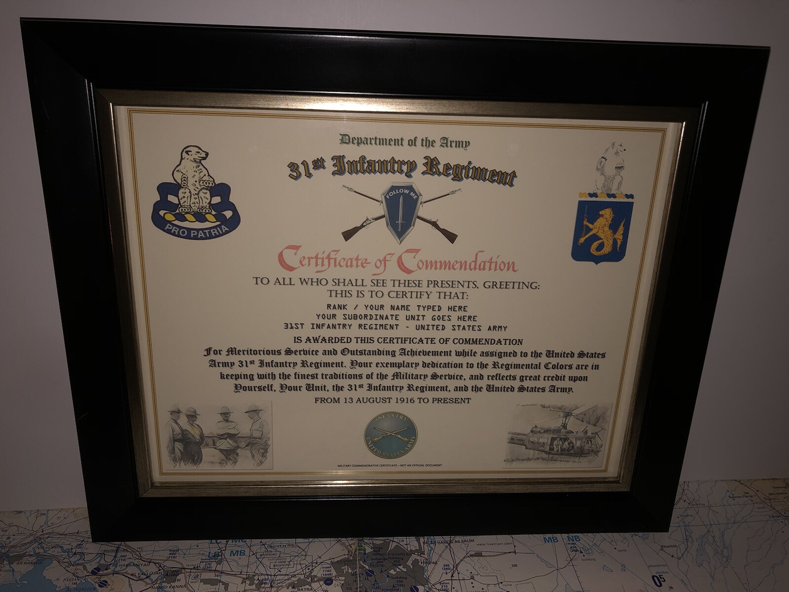 31ST INFANTRY REGIMENT / COMMEMORATIVE - CERTIFICATE OF COMMENDATION