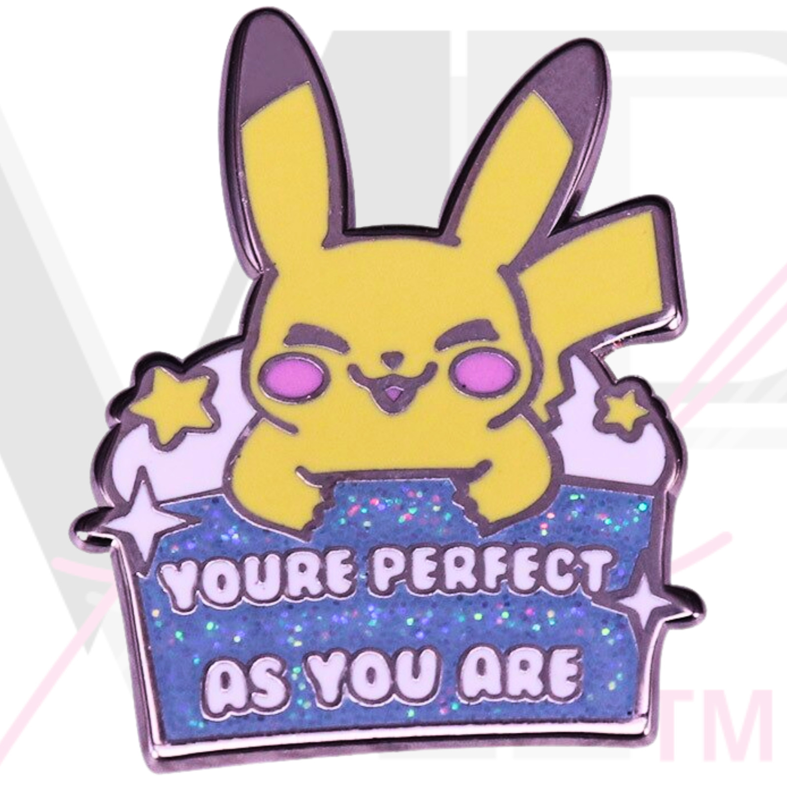 Pokemon Hard Enamel Pins Collectible Silver Butterfly Clutch YOURE PERFECT PIKA